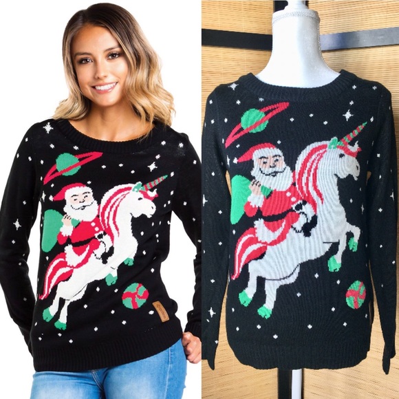 Tipsy Elves Sweaters - NWOT Santa Unicorn Sweater